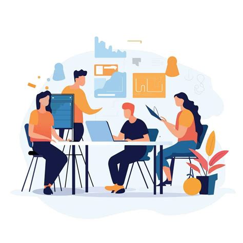 Group Of People Working Together Flat Illustration Vector Art