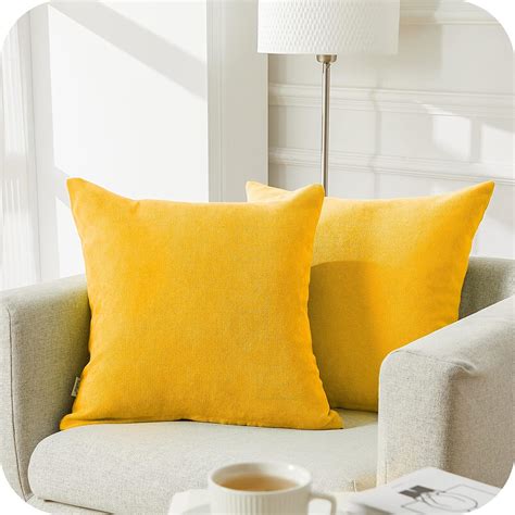 Topfinel Mustard Yellow Cushion Covers 30cm X 30cm Chenille Pillow