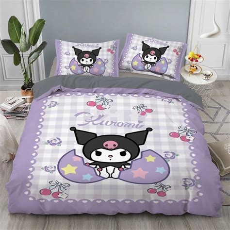 Sanrio Kuromi Kids Cartoon Cute Duvet Cover Bedding Set Quilt Cover Bed