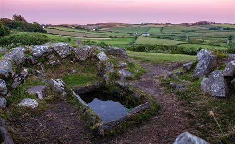 Summer Solstice 2018 Sunset at Drombeg Stone Circle. The Fulacht Fia (cooking pit) in the ...