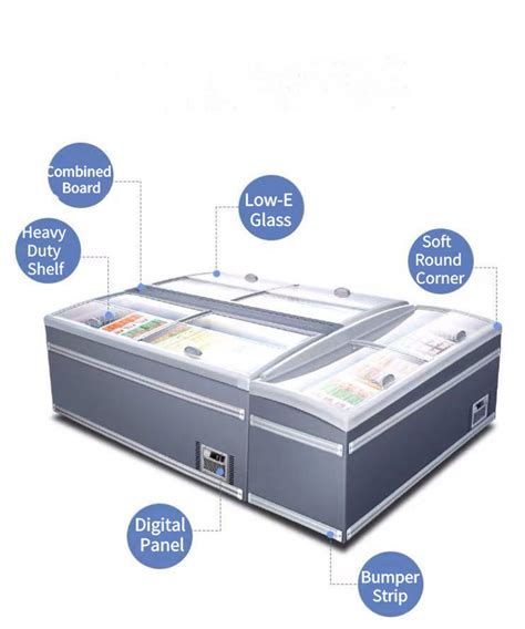 Soundless 500L Glass Top Island Freezer Sliding Chest Freezer Supermarket