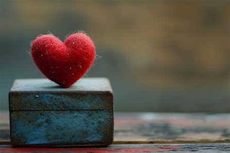 Premium Photo A Red Heart Sitting On Top Of A Box In The Style Of Realism