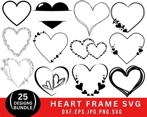 Heart Frame Svg Bundle, Heart Svg / Png, Heart Frame Clipart Art, Svg ...