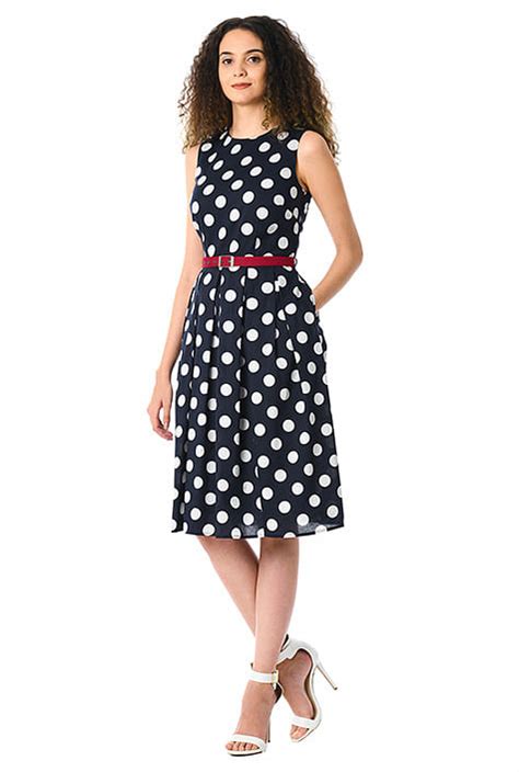 Shop Polka Dot Cotton Belted Dress Eshakti