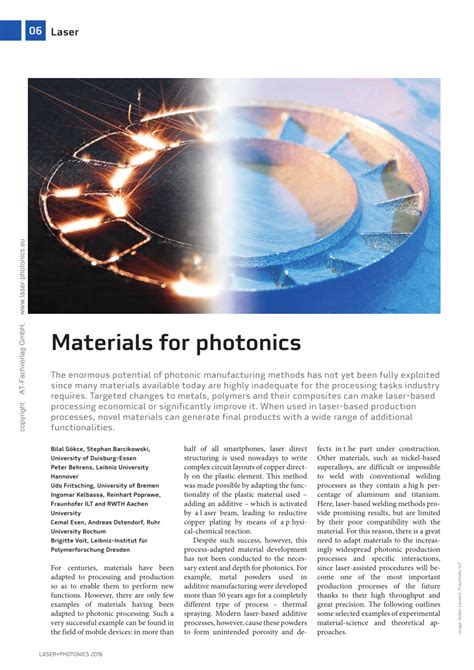 (PDF) Materials for Photonics