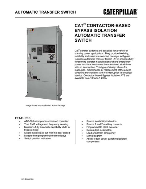 Cat Contactor Based Bypass Isolation Automatic Transfer Switch