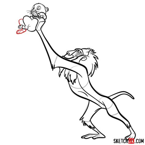 How to draw Rafiki holding Simba | The Lion King - Sketchok easy ...