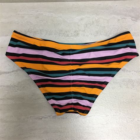 Xhilaration Womens Cheeky Wide Side Bikini Bottom Multi Stripe Size