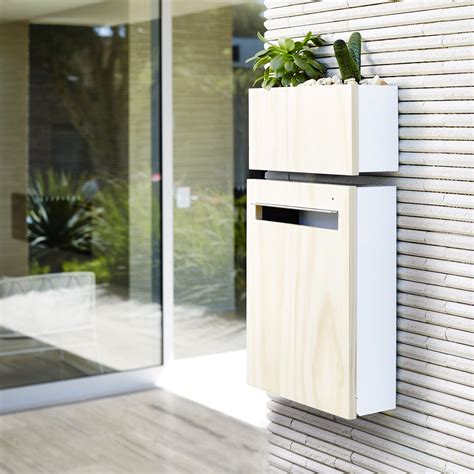 Javi Wall Mount Letterbox With Javi Wall Planter In White With Clear