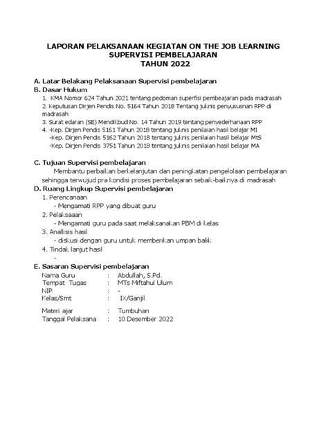 5 Contoh Tamplate Laporan Sp Pdf