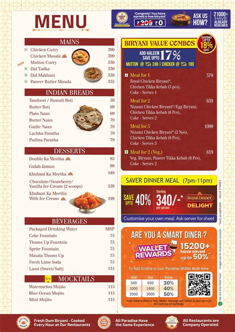 menu  paradise biryani  legend   patancheru hyderabad