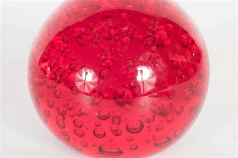 Mid Century Modernist Ruby Red Paperweight With Glass Bubbles At 1stdibs