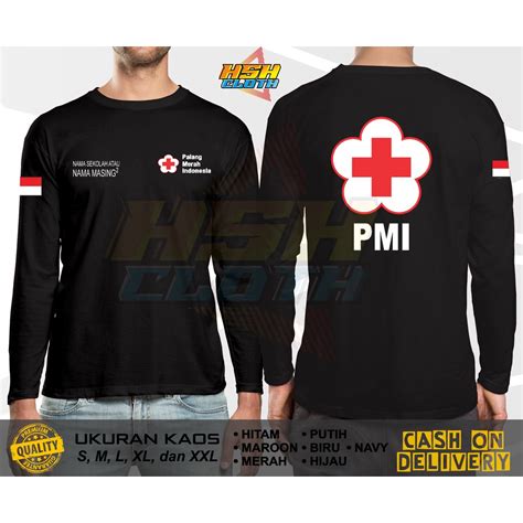 Jual Kaos Lengan Panjang Pmi Pmr Baru Gratis Nama Atau Nama Sekolah Baju Distro Premium