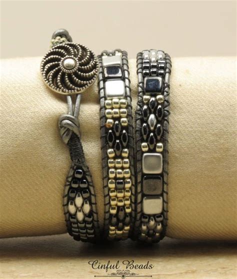 Bohemian Charm Handcrafted SuperDuos And Czechmate Tiles Bracelet