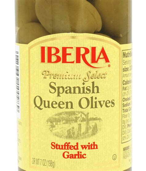 Iberia Spanish Queen Olives Stuffed With Garlic Glass 7 Oz Iberia Foods