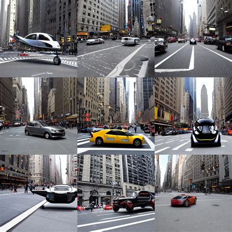 Photo Of A Flying Car That Hovers Above The Pavement Stable Diffusion