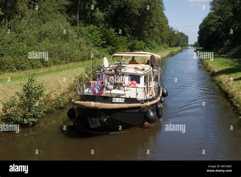 Houseboat On Canal De La Marne Au Rhin Near Niderviller Alsace