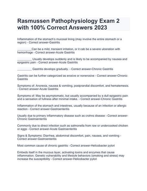 Solution Rasmussen Pathophysiology Exam With Studypool