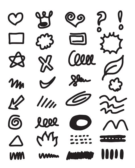 Set of cute hand drawn line scribble expression signs.emoticon effects ...