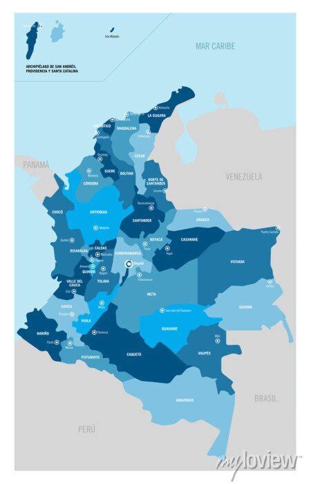 Colombia Political Map Vector Illustration With Isolated Separated