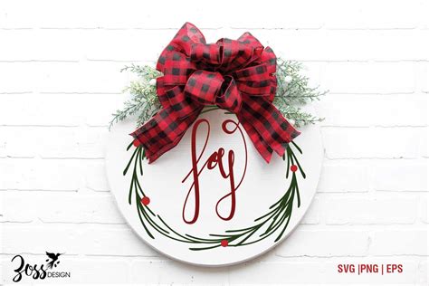 Round Christmas Door Hanger Sign Designs Svg By Zoss Design Thehungryjpeg