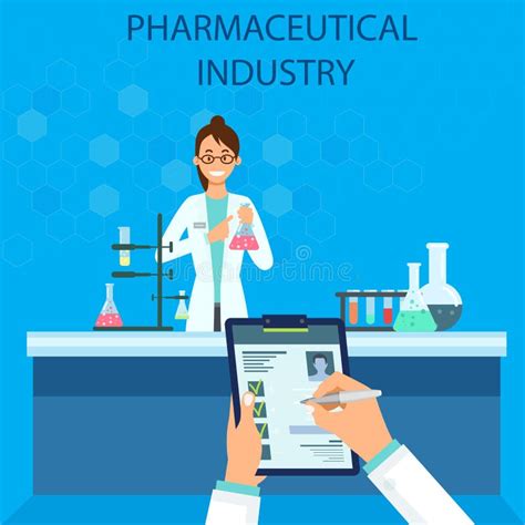 Indústria Farmacêutica Experiência Química Ilustração do Vetor