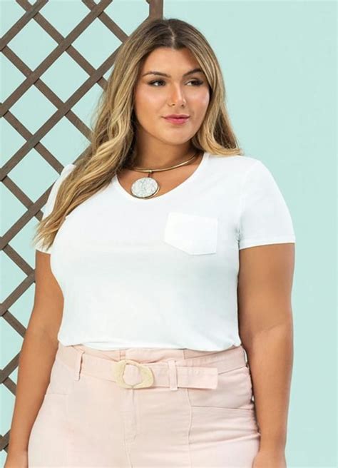 Lisamour Blusa Off White Looks Plus Size Feminino Feminino