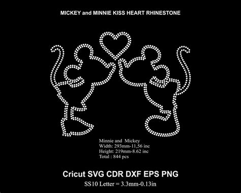 Rhinestone Mickey And Minnie Kiss Heart Rhinestone Template Mause