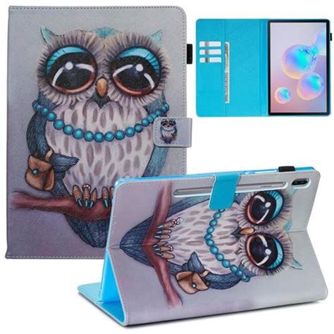 Sweet Gray Owl Folio Stand Leather Wallet Case For Samsung Galaxy Tab