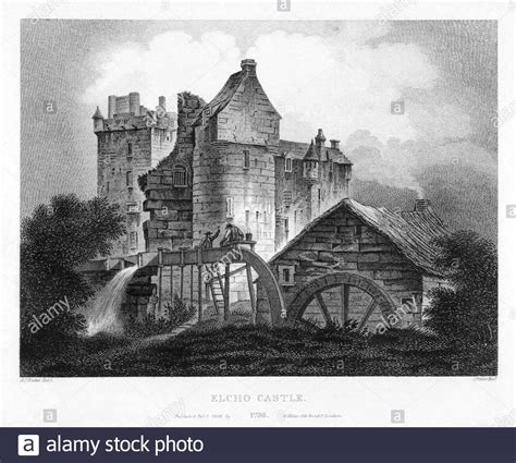 Elcho Castle Perthshire Scotland Vintage Engraving From 1804 Stock