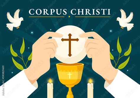 Corpus Christi Catholic Religious Holiday Vector Illustration With