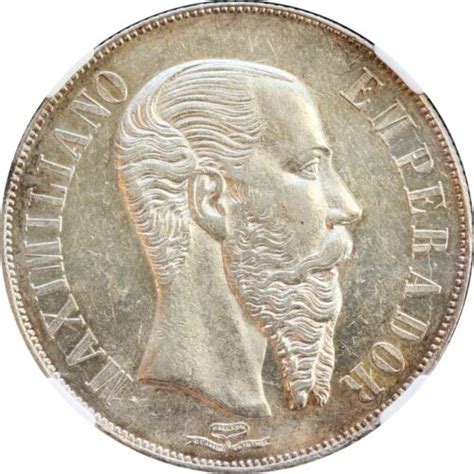 Mexico 1 Peso Mo 1866 Empire Of Maximilian NGC MS62 KM 388 1