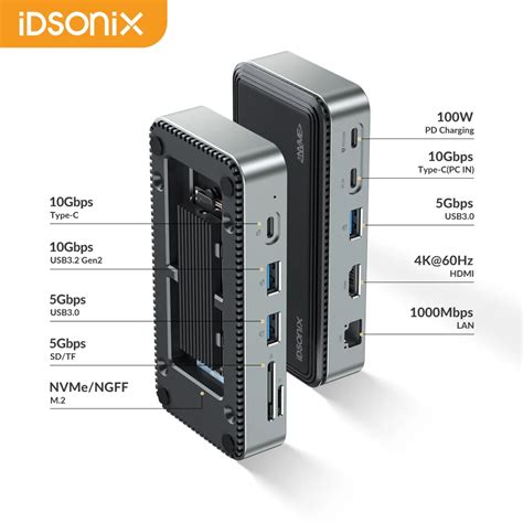 Idsonix Nvme Enclosure Gbps Usb Hub Docking Station Sata Ssd Case