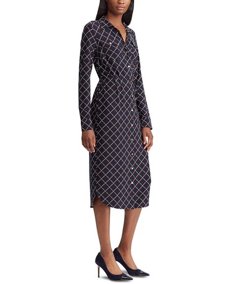 Lauren Ralph Lauren Geometric Print Long Sleeve Jersey Shirtdress Macys