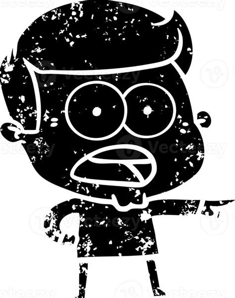 Cartoon Shocked Man Distressed Icon 45448461 Png