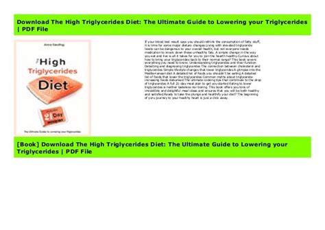 Download The High Triglycerides Diet The Ultimate Guide To Lowering Your Triglycerides Pdf File