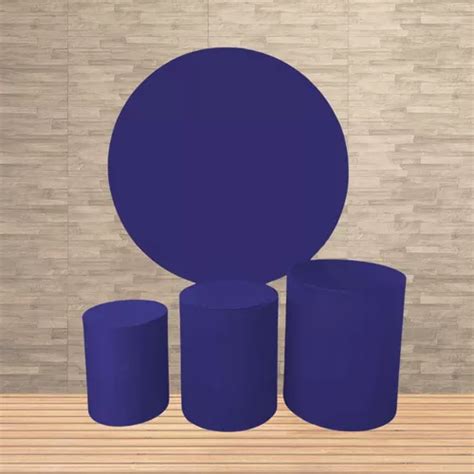 Trio Capas Mesa Cilindro Cores Lisas E Painel Diam 1 50 M Cor Azul