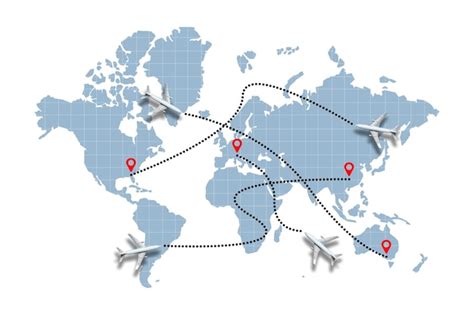 Premium Photo | Concept of different paths of aircraft flight on the ...