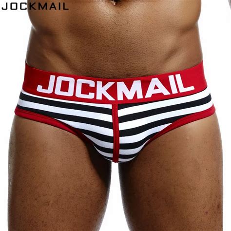 Jockmail Brand Underwear Men Cotton Sexy Striped Men Bikini Briefs Cuecas Calzoncillos Hombre