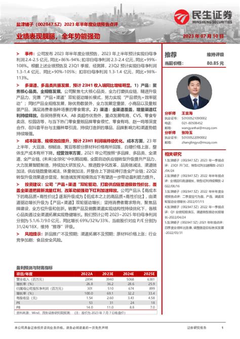 2023年半年度业绩预告点评：业绩表现靓丽，全年势能强劲