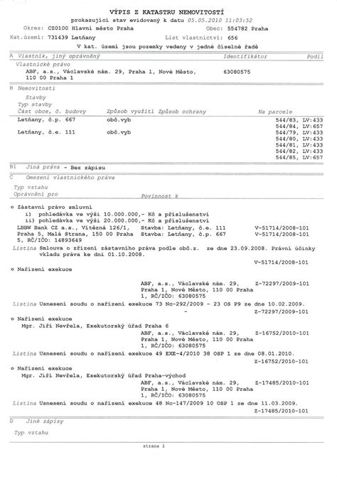 V Pis Z Katastru Nemovitost Prokazuj C Stav Abf A S