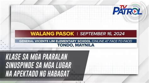 Klase Sa Mga Paaralan Sinuspinde Sa Mga Lugar Na Apektado Ng Habagat