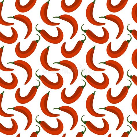 Hand Drawn Hot Red Pepper Vector Seamless Pattern Stock Vector Illustration Of Cooking