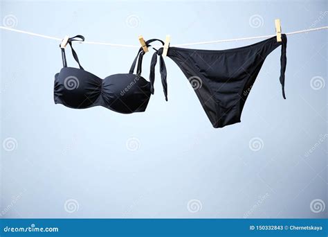 Stylish Bikini Hanging On Rope Stock Image Image Of Bathing Holiday