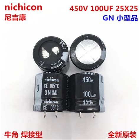 2pcs 10pcs 100uf 450v Nichicon Gn Gu 25x25mm 450v100uf Snap In Psu