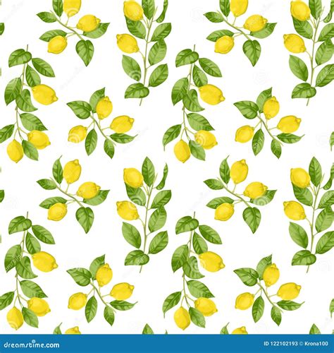 Lemon Brunches Seamless Pattern Stock Vector Illustration Of Greek