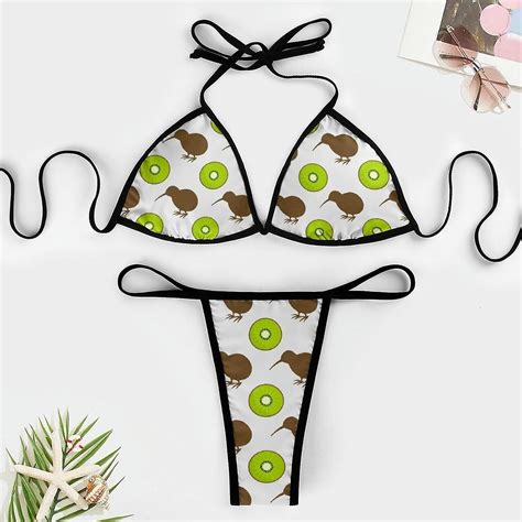 Kiwi Birds And Fruit Women S Bikini Sets Piece Swimsuit Sexy Bathing Suit Halter Triangle