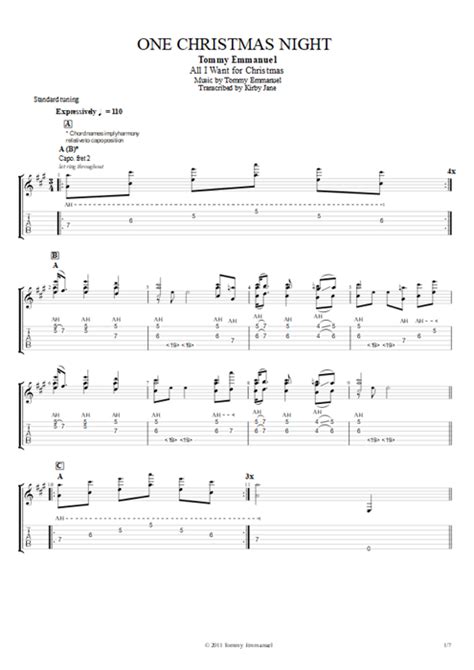 One Christmas Night Tab By Tommy Emmanuel Guitar Pro Full Score