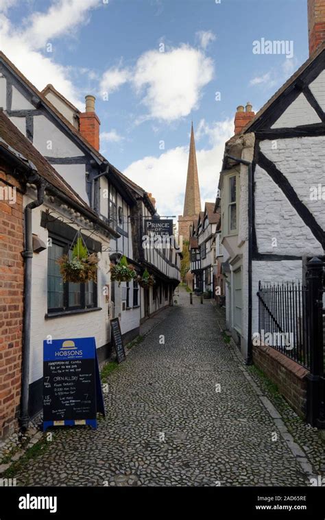 Timber Framed Buildings In Church Lane Ledbury Herefordshire Stock