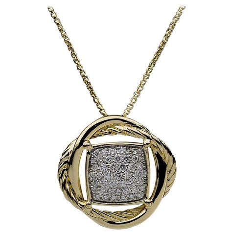 David Yurman Infinity Yellow Gold 046 Carat Round Diamond Necklace At